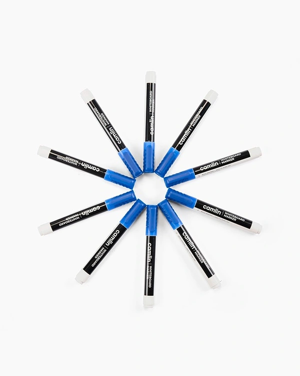 camlin white board marker with extra replacement tip free pack of 10 -blue | Royal Stationers Best Quality Guarantee