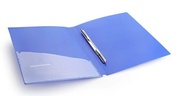 Spring Cobra Punchless Clip File | Durable Plastic Document File Folder | File for FC Size Documents | File Folder Organizer  | Royal Stationers Best Quality Guarantee - Blue