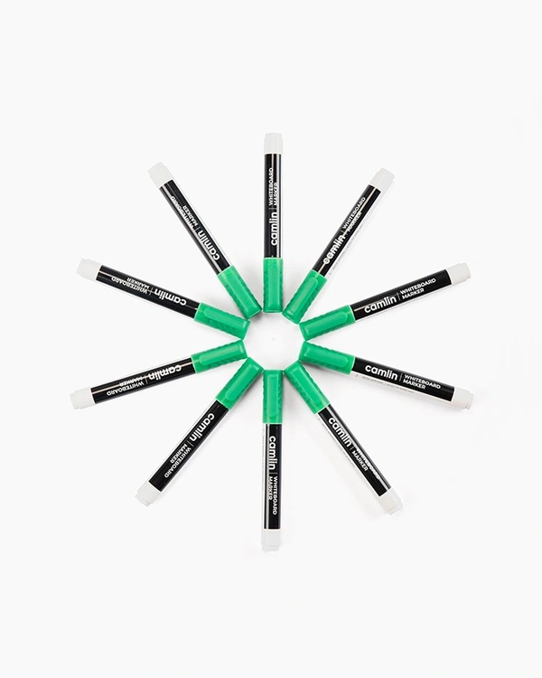 camlin white board marker with extra replacement tip free pack of 10 -green | Royal Stationers Best Quality Guarantee