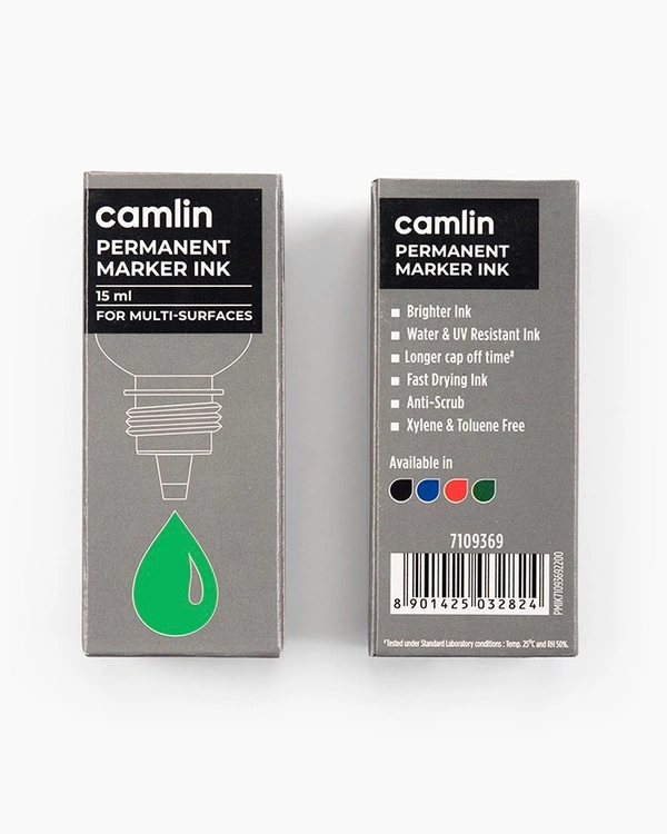 Camlin Permanent Marker Ink 15 Ml -green | Royal Stationers Best Quality Guarantee