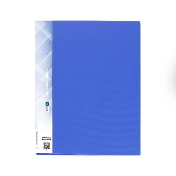 Spring Cobra Punchless Clip File | Durable Plastic Document File Folder | File for FC Size Documents | File Folder Organizer  | Royal Stationers Best Quality Guarantee - Blue