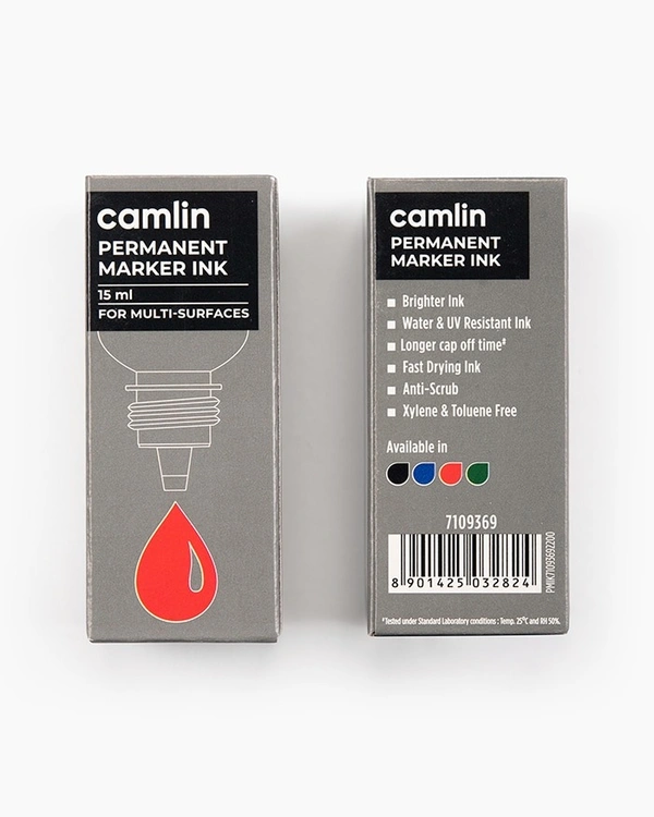 Camlin Permanent Marker Ink 15 Ml -red | Royal Stationers Best Quality Guarantee