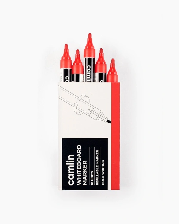 camlin white board marker with extra replacement tip free pack of 10 -red | Royal Stationers Best Quality Guarantee