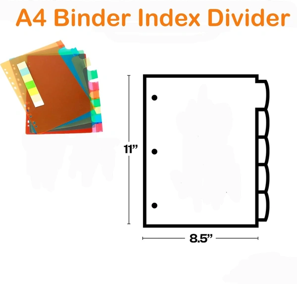 plastic Separators  A4 Binder Index Divider (10 Insertable tab Sheets)  | Royal Stationers Best Quality Guarantee