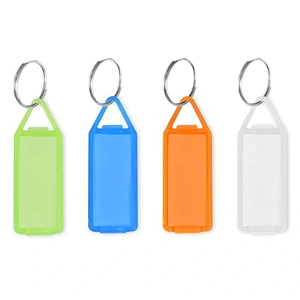 Transparent Multicolor Keyring & Keychain with Name Tag Labels Pack of 50. | Royal Stationers Best Quality Guarantee