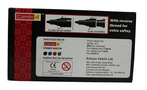 camlin permanent marker red - Pack of 10 | Royal Stationers Best Quality Guarantee
