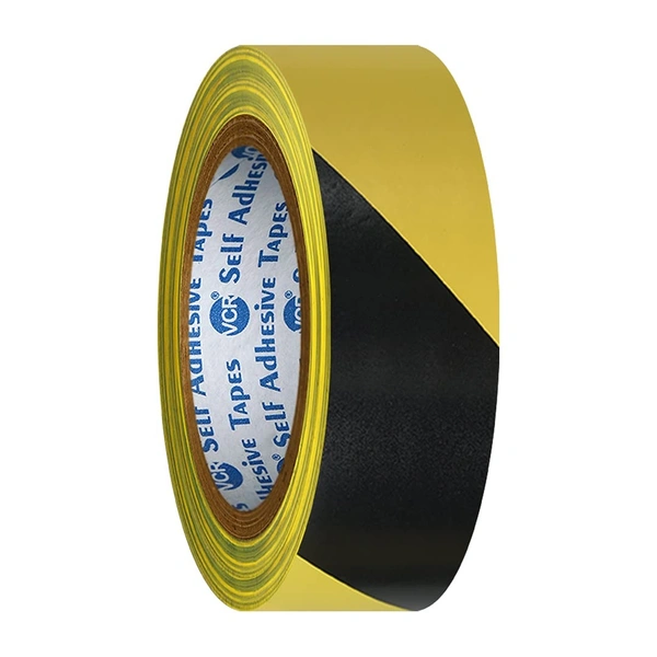 ZEBRA Black & Yellow Floor Marking Tape 1' - 18 Meters in Length 24mm / 01" Width - 1 Roll Per Pack - Waterproof Social Distancing lane Marking Tape for Safety, Hazard and Caution Warnings  | Royal Stationers Best Quality Guarantee