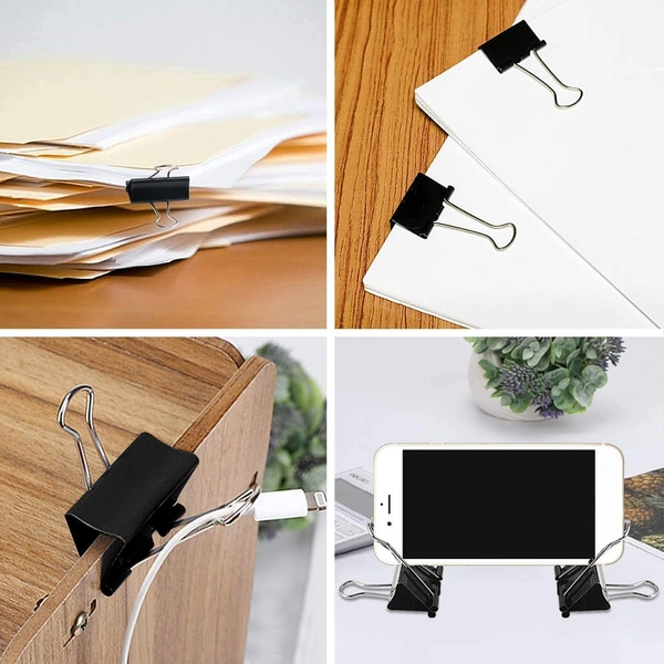 25 mm Size Paper Binder Clip clamp for Office, Home, School, Institutions Pack of 72 Clips, Capacity 60 Pages. | Royal Stationers Best Quality Guarantee