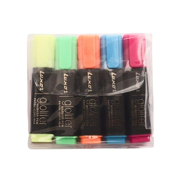 Luxor Highlighter - Assorted Colors - Set Of 5 | Royal Stationers Best Quality Guarantee