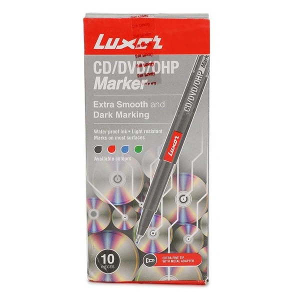 Luxor Cd/Dvd/Ohp Marker-Red - Box Of 10 | Royal Stationers Best Quality Guarantee