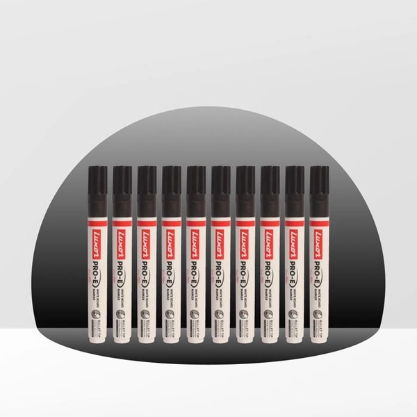 Luxor Refillable White Board Marker with extra replacement tip free - black - Box Of 10 | Royal Stationers Best Quality Guarantee