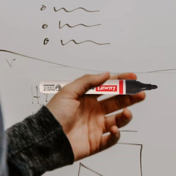 Luxor Refillable White Board Marker with extra replacement tip free - black - Box Of 10 | Royal Stationers Best Quality Guarantee