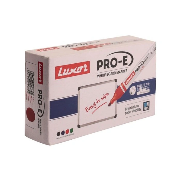 Luxor White Board Marker with extra replacement tip  - red - Box Of 10 | Royal Stationers Best Quality Guarantee
