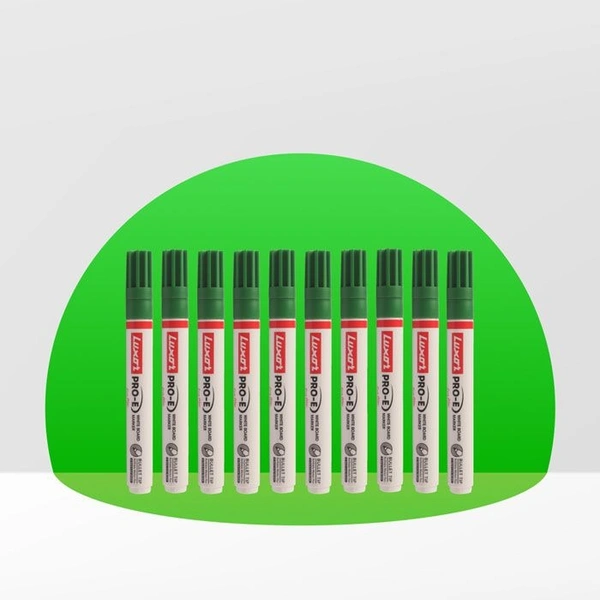 Luxor Refillable White Board Marker with extra replacement tip free - Green - Box Of 10 | Royal Stationers Best Quality Guarantee