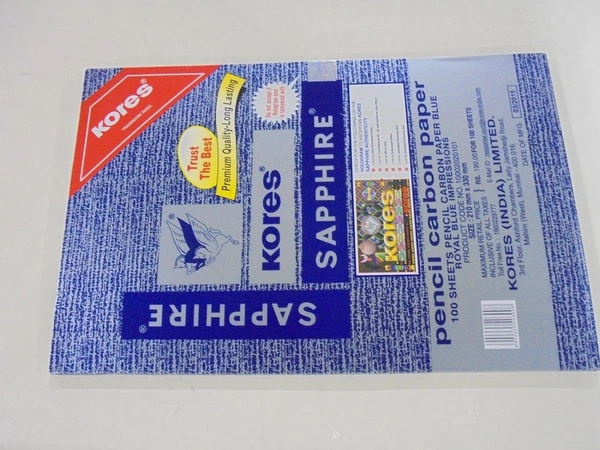 Kores Pen/Pencil Carbon Paper, Sapphire Blue - Pack of 100 Sheets | Royal Stationers Best Quality Guarantee