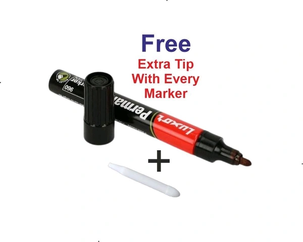 permanent Marker - Black - Box Of 10 with extra tip free | Royal Stationers Best Quality Guarantee