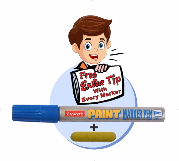 Luxor blue Paint Marker With Extra Tip Free Pak Of-10 | Royal Stationers Best Quality Guarantee