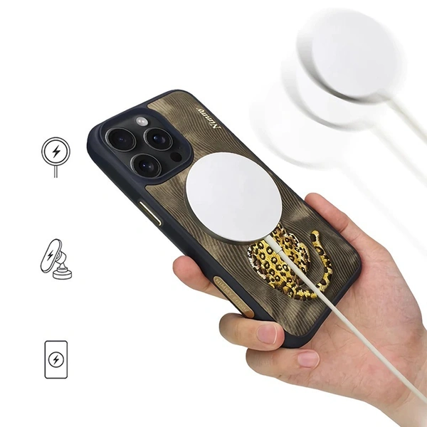 Premium 3D Embroidered Fantasy Animal Series Leather MagSafe Case for iPhone 14 &15 Series( Golden Leopard) - (iphone 14pro)