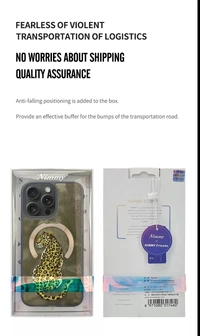 Premium 3D Embroidered Fantasy Animal Series Leather MagSafe Case for iPhone 14 &15 Series( Golden Leopard) - (iphone 14pro)