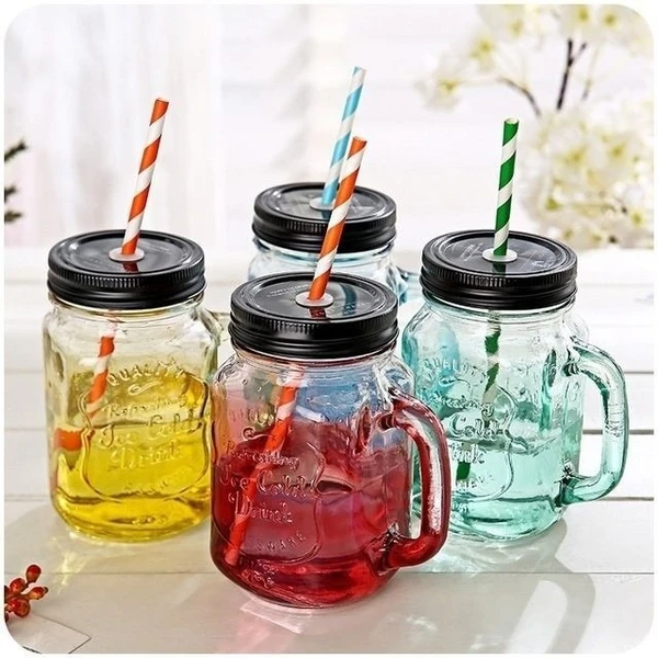 Glass Mug With Straw (B-28)