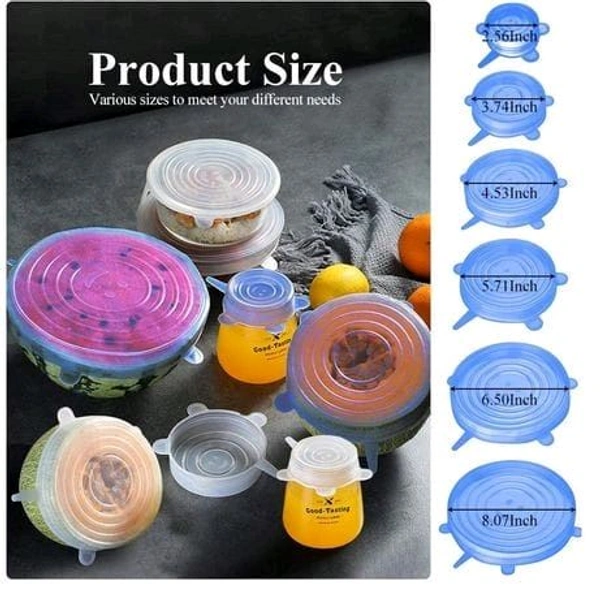 6 Pcs Silicon Lids Set (Imported)