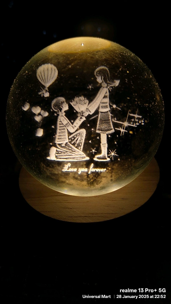 Boy And Girl Crystal Ball With LED Base 