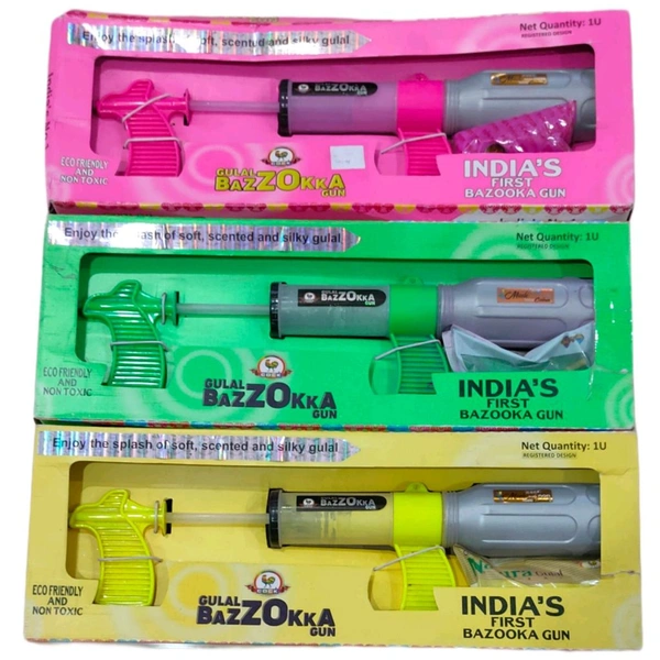 Murga Bazzokka Gulal Gun | 100% Natural and Herbal Gulal | Toy Gun for All Age Groups | Non Toxic & Perfumed with Selected Aroma | No Water Needed to Play Holi 🐓(1 Piece)