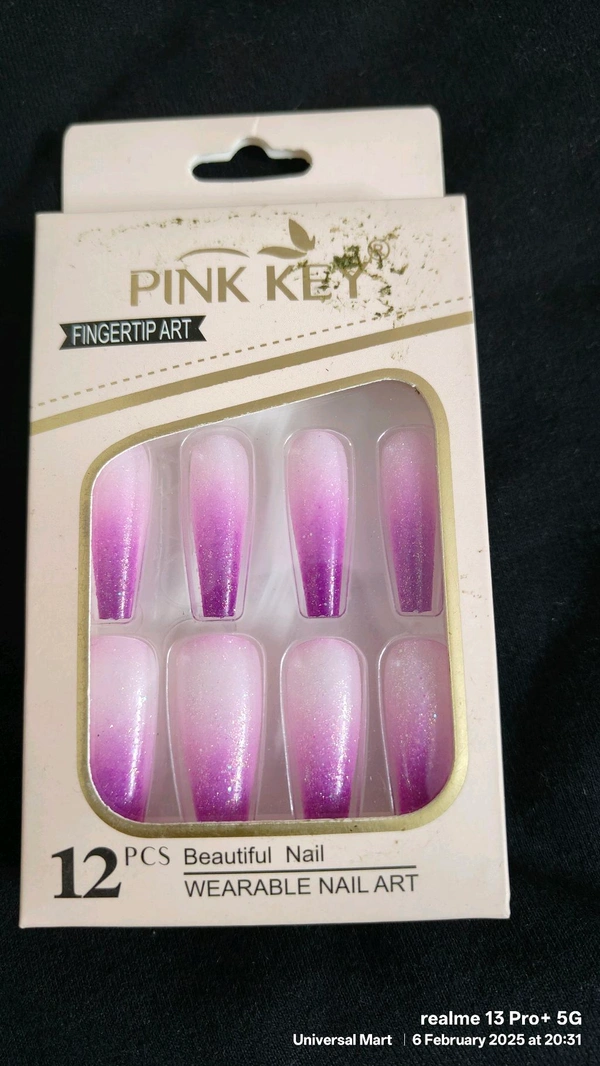 Shiny Sparkle Artificial Nails (Pink And Purple Shade)