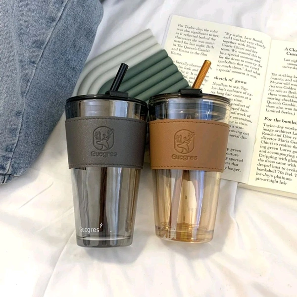 Leather Grip Glass Mug (Large)