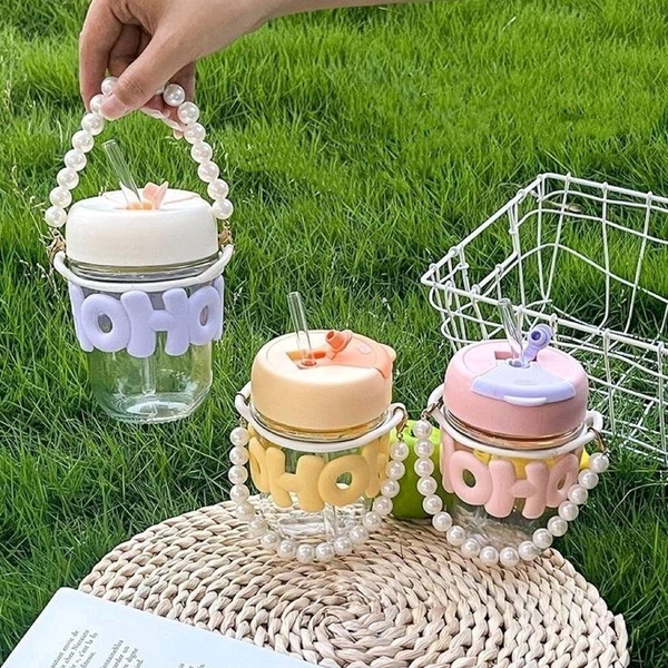 HOHO Glass Mug With Pearl Handle (Imported)