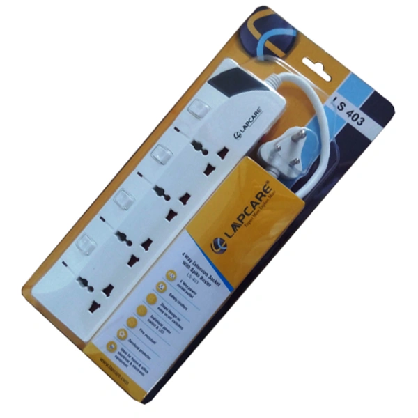 Lapcare LAPCARE 4 WAY EXTENSION SOCKET WITH SPIKE BUSTER 3M CABLE 5 Socket Extension Boards  (White) - White