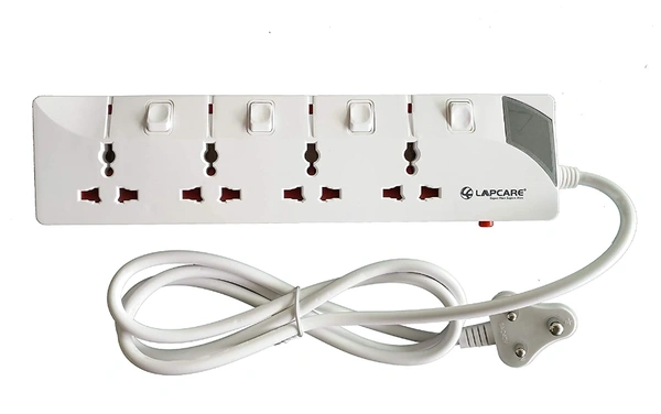 Lapcare LAPCARE 4 WAY EXTENSION SOCKET WITH SPIKE BUSTER 3M CABLE 5 Socket Extension Boards  (White) - White