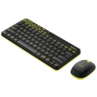 Logitech MK240 Nano Wireless Keyboard and Mouse Combo,12 Function Keys 2.4GHz Wireless, 1000DPI,Spill-Resistant Design, PC/Mac-Black/Chartreuse Yellow - Black