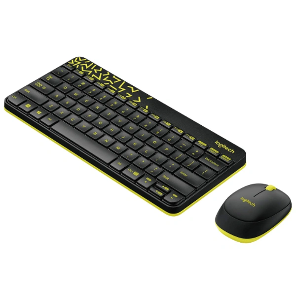 Logitech MK240 Nano Wireless Keyboard and Mouse Combo,12 Function Keys 2.4GHz Wireless, 1000DPI,Spill-Resistant Design, PC/Mac-Black/Chartreuse Yellow - Black