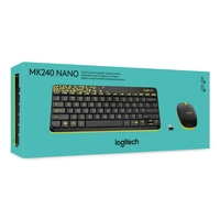 Logitech MK240 Nano Wireless Keyboard and Mouse Combo,12 Function Keys 2.4GHz Wireless, 1000DPI,Spill-Resistant Design, PC/Mac-Black/Chartreuse Yellow - Black