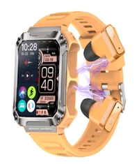 WatchOut WearPods Smartwatch with Wireless TWS Earbuds, GPS Fitness Tracker, Music Storage, Heart Rate, Always-on HD Display, Best Headphones & Smart Watch (Military Green) - Normal, Sherpa Blue