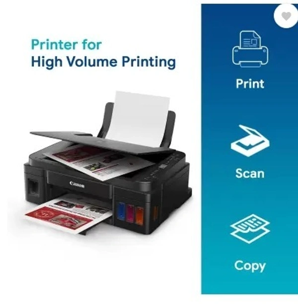 Canon PIXMA MegaTank/Ink Efficient G2012 Multi-function Color Ink Tank Printer (Color Page Cost: 0.32 Rs. | Black Page Cost: 0.09 Rs.) with 2 additional Black  (6 Ink Bottles Included) - Black