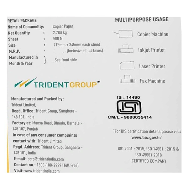 Trident Spectra Copy Paper Fs 1 Ream 1 N - Legal, White