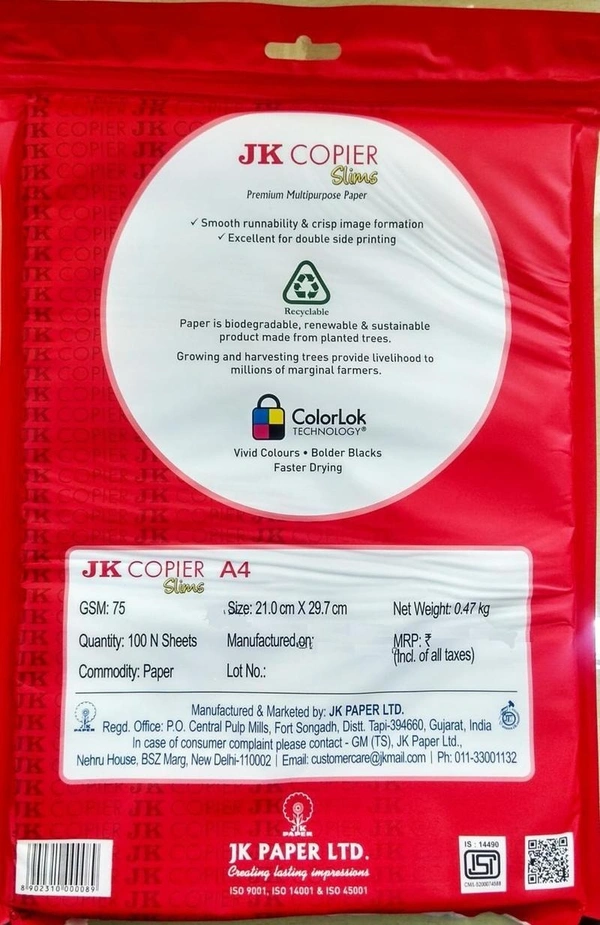 JK Copier Slims 75gsm A4 100 N - A4, White