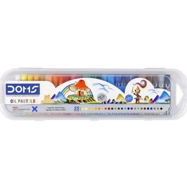 DOMS OIL PASTEL 25 SHADES PLASTIC BOX - 1pc