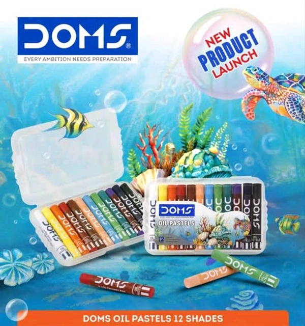 DOMS OIL PASTEL 12 SHADES MINI PLASTIC BOX - 1pc