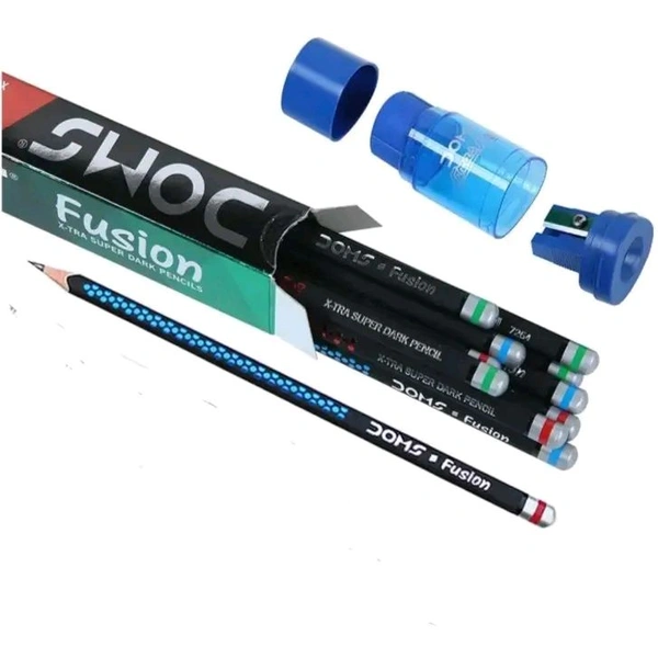 Doms Fusion Xtra Super Dark Pencil(Pack of 10 Pencils, 1 Erasener) - 1pc