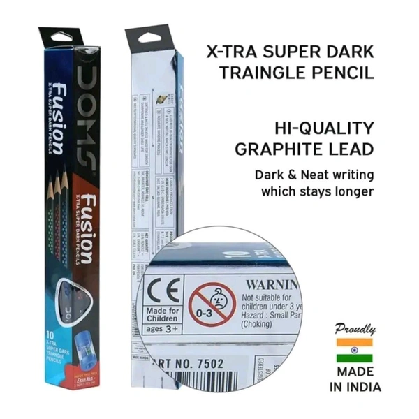 Doms Fusion Xtra Super Dark Pencil(Pack of 10 Pencils, 1 Erasener) - 1pc