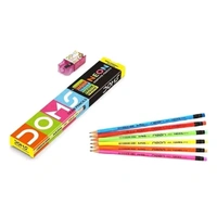 DOMS Neon Rubber Tipped HB/2 Graphite Pencils (Pack of 10 Pencils, 1 eraser, 1 sharpener) - 1pc