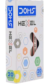 DOMS HEXEL BALL PEN ( Blue) - 10pcs
