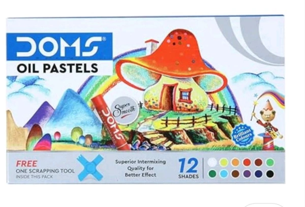 DOMS OIL PASTEL 12 SHADES PAPER BOX - 1pc