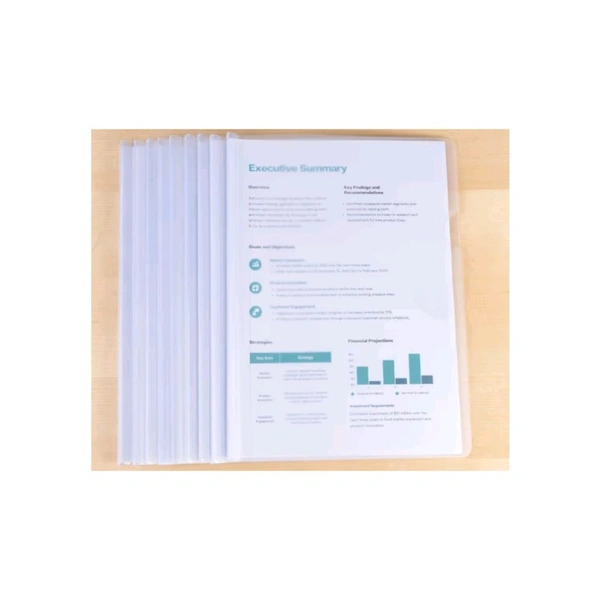 Transparent A4 Sliding Bar Report Covers - Pack of 10 - 1 Pac