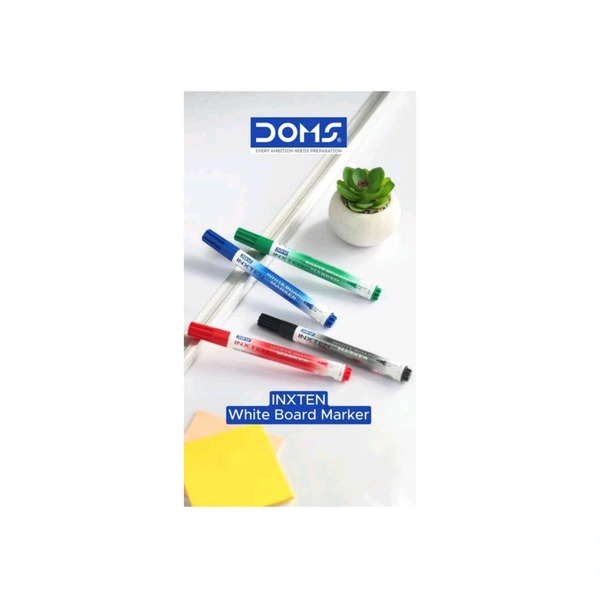 DOMS INXTEN | White Board Marker | Bullet TIP | - 10Pcs, Blue