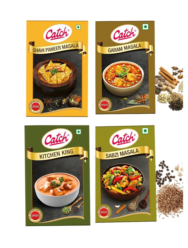 Catch Masala Combo Pack Of 4×100gm (Garam , Sabzi,Shahi Paneer, Kitchen King)