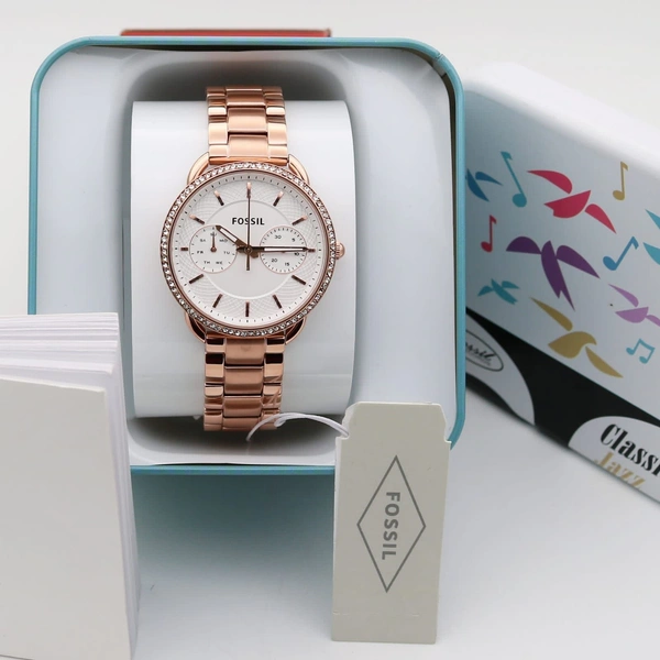 Fossil Tailor’s Collection  - Rose gold + white, Brand Name Box